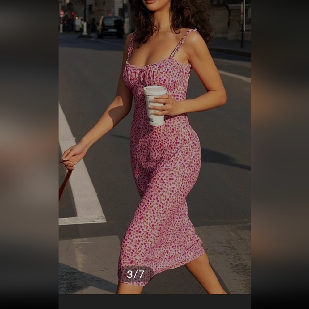 Pink Leopard Print Women's Dress